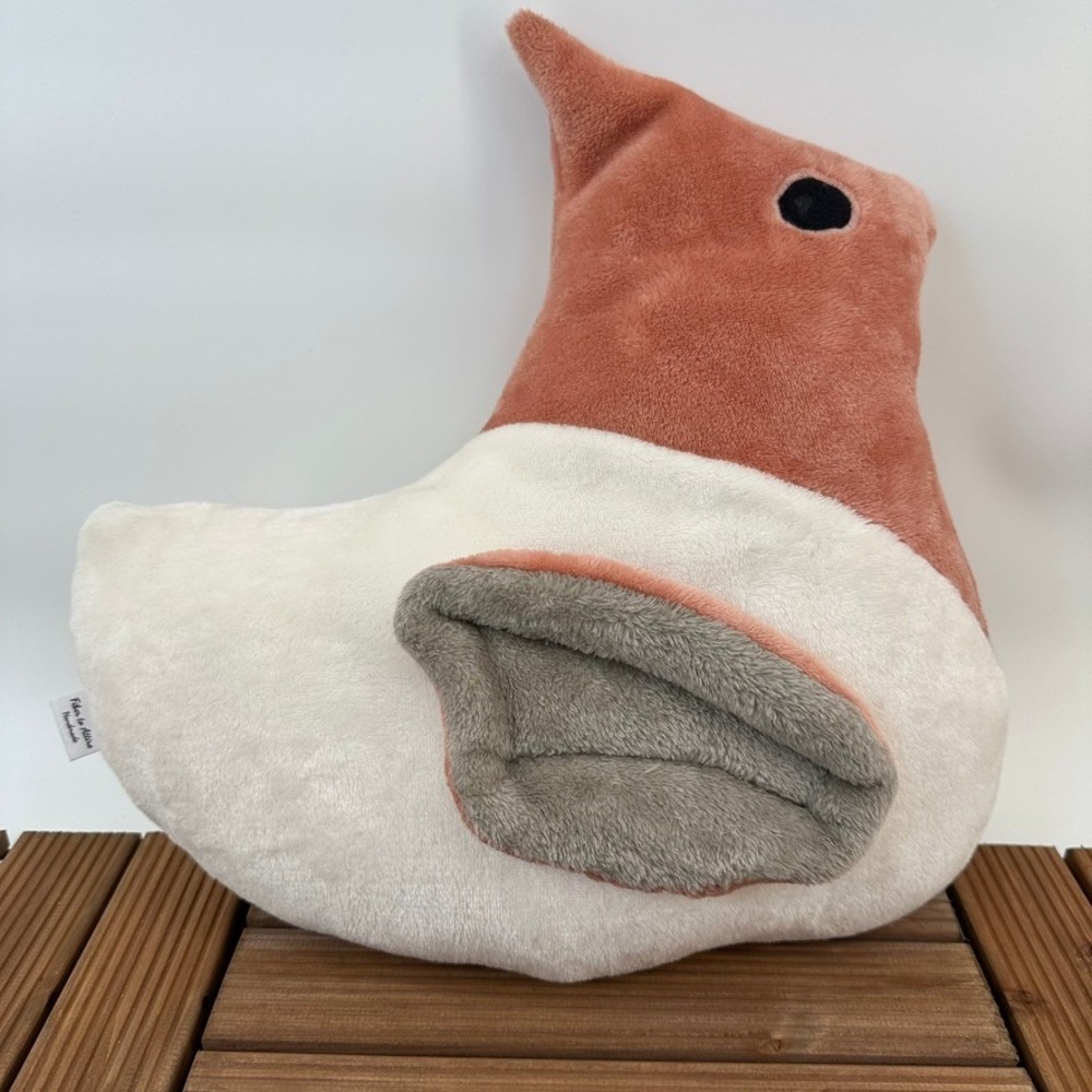 Cute Red Sparrow Bird Plush Toy Stuffed Animal Kawaii Coral White Gray Kids Gift - Picture 2 of 5
